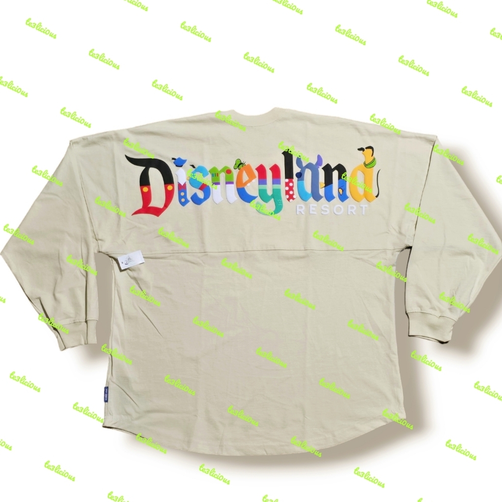 Disney Beige Long Sleeve Tee with Colorful Logo
